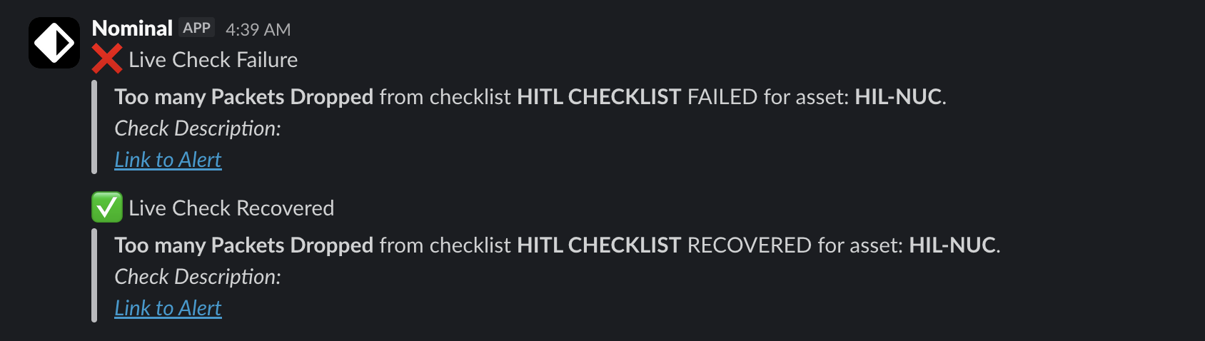 Slack alert